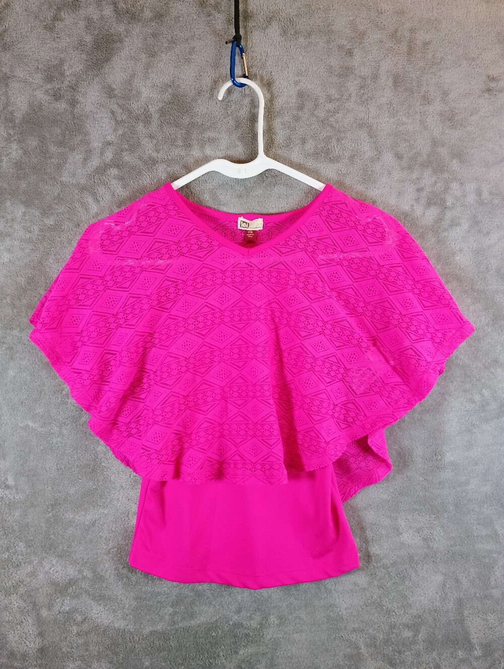 Girls LEI Pink Lace Overlay Top Size 7/8